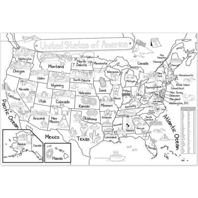 United States coloring map poster