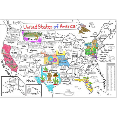 US Map coloring poster for kids - Dekali Designs giant coloring poster
