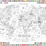 Kids World Map Coloring Poster - Huge 35x52" colorable poster