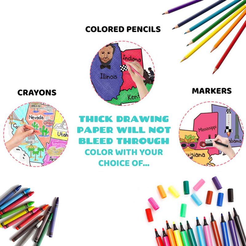 US Map Coloring Poster (35x52") Giant Coloring Posters