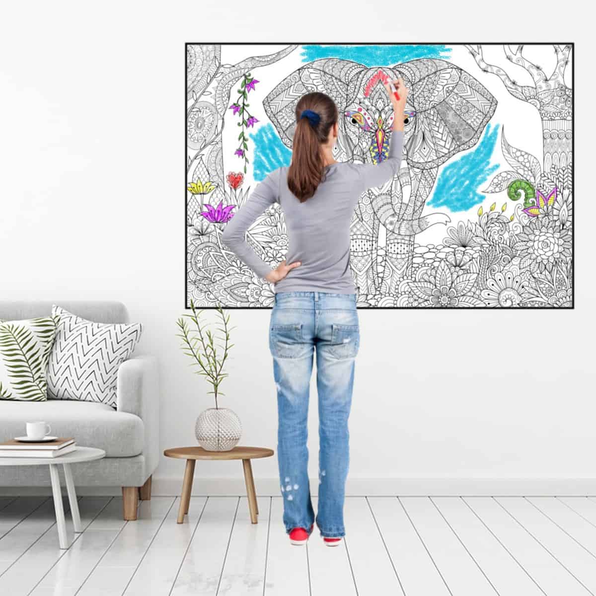 adult woman colouring poster