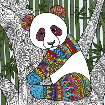 Panda coloring poster for adults and kids - Extra large coloring poster (35x52")