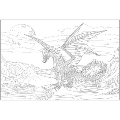 Dragon coloring poster for kids