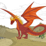 Dragon coloring poster for kids