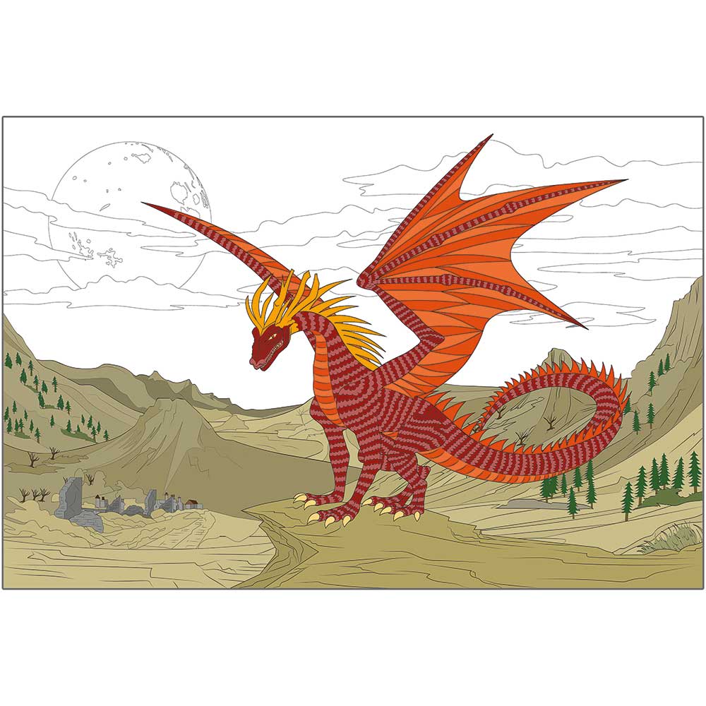 Dragon coloring poster - Giant coloring poster for kids and adults
